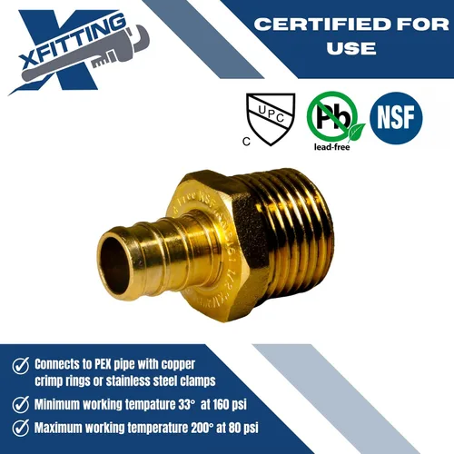 Miniatura 5 de XFITTING - Adaptador macho XFITTING de 1/2" Pex X 1/2", rosca NPT macho, versión crimpada Pex B