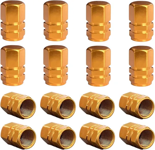 Miniatura 14 de Kewucn 16 piezas de tapas de vástago de válvula de neumático para coche, cubiertas de aire de aluminio con anillo de goma, cubiertas herméticas