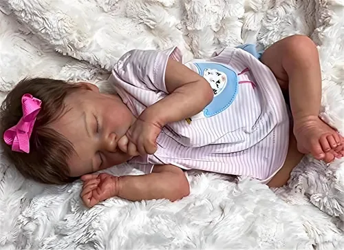 Miniatura 4 de Muñeca realista de bebé Reborn de 18 pulgadas, muñeca de niña recién nacida, vinilo de silicona suave de cuerpo completo, hecho a mano, con juego