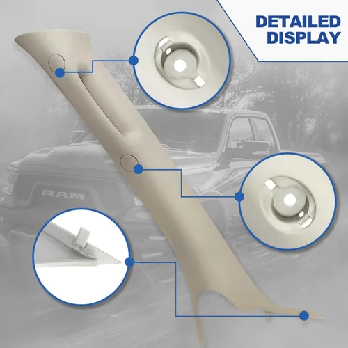Miniatura 5 de Manija Interior de Adorno de Pilar A Compatible con Dodge Ram 1500 2006-2008 2500 2006-2009 3500 2006-2009 4500 2008-2010 5500 2008-2010 Gris
