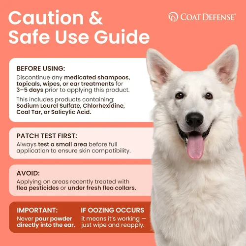 Miniatura 4 de COAT DEFENSE Polvo preventivo diario Fabricado en Estados Unidos Champú para perros sin agua con punta de precisión de 9 onzas y desodorante