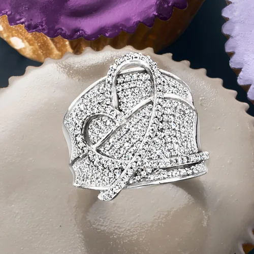 Miniatura 5 de Ross-Simons 1.40 ct. t.w. Diamond Heart Ring in Sterling Silver