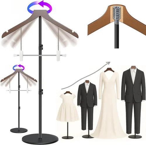 Miniatura 17 de Soporte para camisetas (negro, 44.5 pulgadas con soporte para sombreros, 1 unidad)