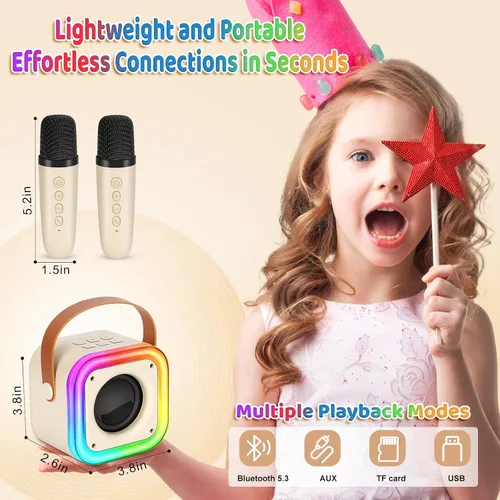 Miniatura 2 de Mini máquina de karaoke para niños, juguetes y regalos para niñas, micrófono inalámbrico de karaoke para niños de 4, 5, 6, 7, 8, 9, 10, 11, 12 años