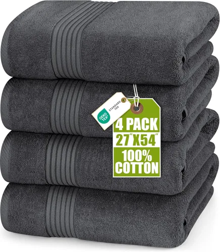 Utopia Towels - Juego de toallas de baño 100 % de algodón hilado en anillo de 600 GSM, secado rápido, muy absorbentes, livianas, para baños, Gris