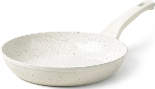 Innerwell Sartén Antiadherente de 8 Pulgadas - Sartén Antiadherente de Cerámica Blanca, Sartén Segura y No Tóxica para Huevos y Tortillas, Sartén de