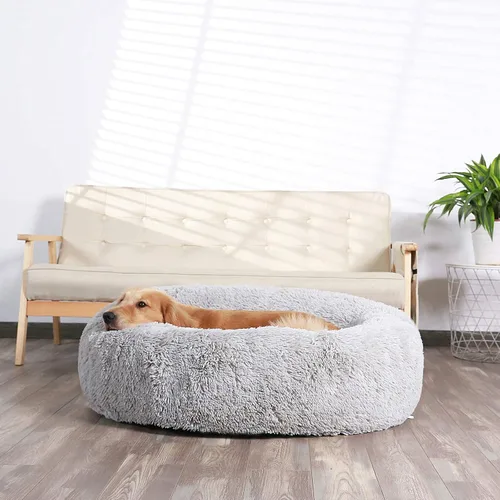 Miniatura 5 de HACHIKITTY Cama relajante en forma de dona para perros, Camas para cachorros de interior para perros grandes, XLarge 36 pulgadas Gris