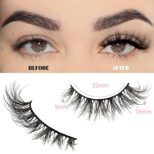 Miniatura 2 de FARRED Pestañas naturales, pestañas postizas de ojo de gato, pestañas postizas esponjosas de aspecto natural, 14 pares de pestañas cortas