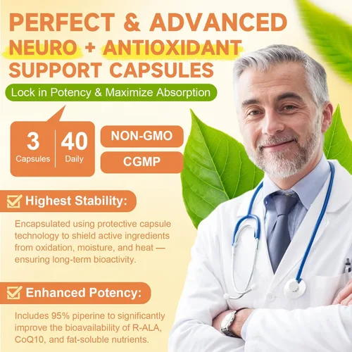 Miniatura 6 de R Ácido Alfa Lipoico 1000 mg con Benfotiamina – Suplemento de ALA de Sodio para Apoyo de Neuropatía, Salud Nerviosa y Antioxidante, Energía Celular