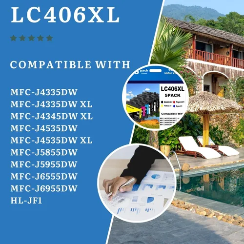 Miniatura 2 de LC406XL - Cartuchos de tinta compatibles con Brother LC406XL LC406 para impresora Brother MFC-J4335DW MFC-J4535DW MFC-J5855DW MFC-J6555DW