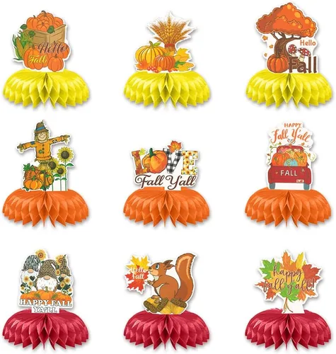 Miniatura 6 de Hying 9 centros de mesa de panal de otoño para mesa, centros de mesa de panal de Acción de Gracias, centros de mesa de hojas de arce de otoño