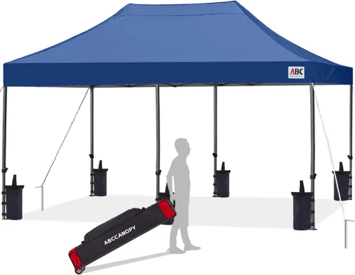 Miniatura 38 de Abccanopy - Carpa de toldo para tienda de campaña comercial instantánea con bolsa de transporte con ruedas, 4 bolsas de arena, Blanco