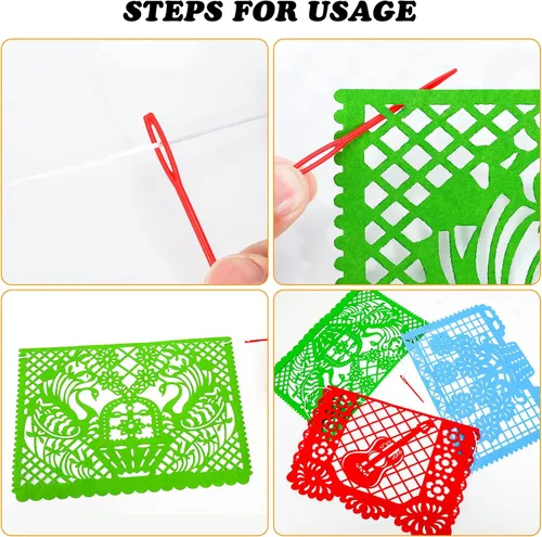 Miniatura 4 de Qpout Cartel de fieltro para fiesta mexicana, 4 piezas, 11.8 x 7.9 pulgadas, Cinco de Mayo, Día de los Muertos, Papel Picado, 4 diseños diferentes