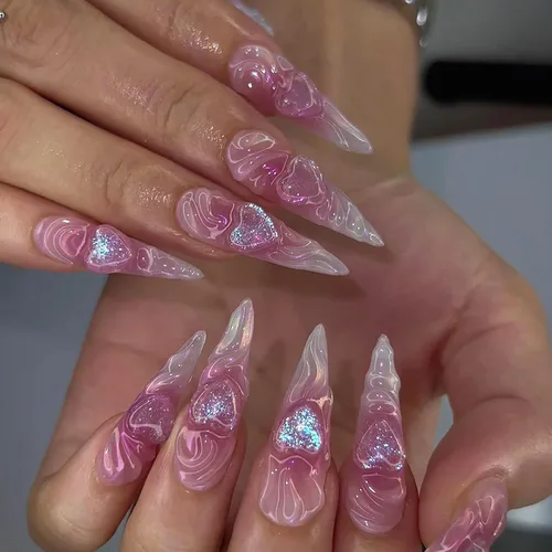 Miniatura 8 de Uñas postizas a presión con punta francesa, uñas postizas de almendra, cobertura completa, uñas artificiales brillantes, uñas acrílicas medianas