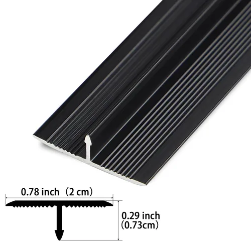 Miniatura 2 de Trimold 3 tiras de aluminio para moldura en T y transición de piso, tira divisora plana para umbral de puerta y unión de huecos de suelo de azulejos