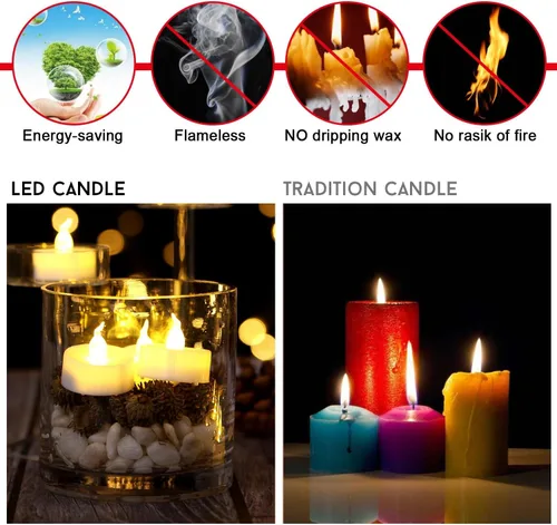 Miniatura 4 de AGPTEK Velas LED sin llama sin parpadeo que funcionan con pilas, velas de té de larga duración para bodas, vacaciones, fiestas, decoración