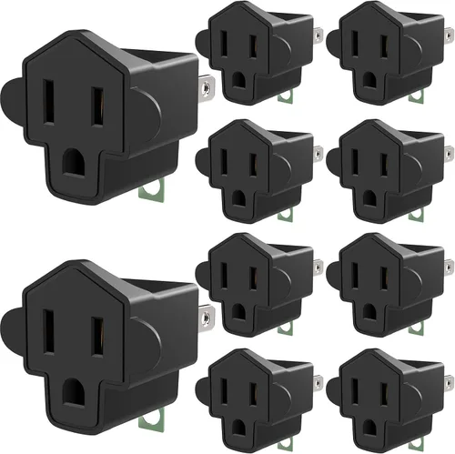 Miniatura 8 de JACKYLED - Clavija convertidora de 3 a 2 navajas, adaptador de toma a tierra. Convertidor de pared de material ignífugo resiste hasta 392 °F