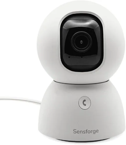 SensForge Cámara de seguridad panorámica de 2.5K para interiores, cámara WiFi de doble banda de 360° para el hogar, detección gratuita de IA humanos