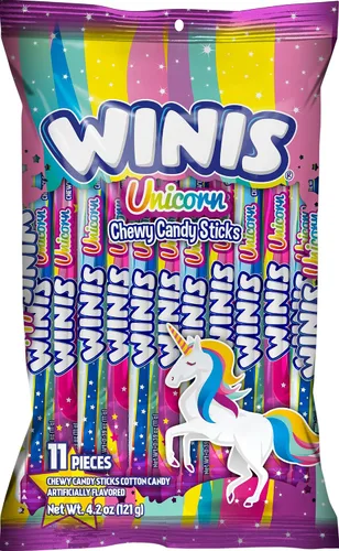 Miniatura 8 de Winis Unicorn Chewy Taffy Pops Sabor de algodón de azúcar Tamaño compartido de 4.3 onzas bolsa – 15 piezas Regalos, vacaciones, fiestas