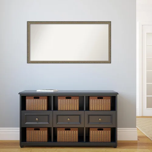 Miniatura 5 de Amanti Art Espejo de baño plateado para sobre el fregadero, 22 x 44 pulgadas, espejo rectangular de plata parisina, marco de madera tradicional