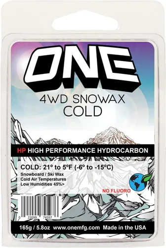 Una cera Mfg 4WD para snowboard y esquí, barra de 2.29 oz, cera Oneball para nieve fría, 21ºF a 5ºF (-6ºC a -15ºC), aroma tropical, sin flúor