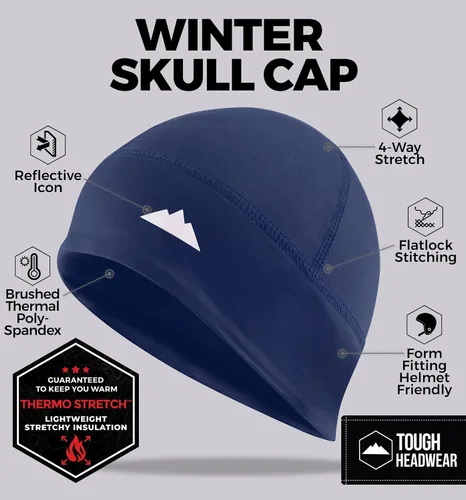 Miniatura 3 de Gorro térmico de invierno con forro de casco para correr, gorro de ciclismo para invierno, rendimiento de absorción de humedad