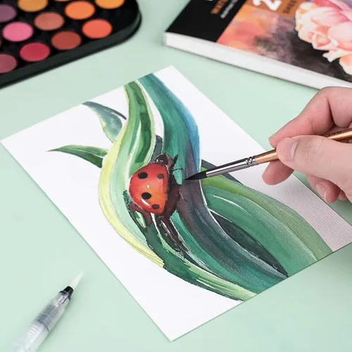 Miniatura 4 de Nicpro Juego de pintura de acuarela, kit de 48 colores de agua con 3 pinceles de pintura, paleta, bolígrafo de acuarela, suministros de pintura