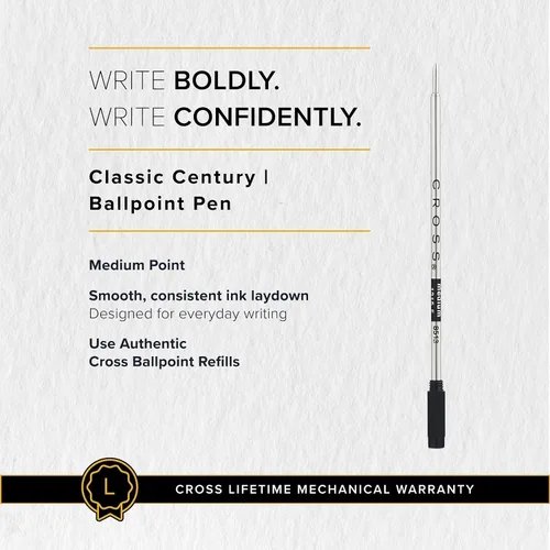 Miniatura 8 de Cross Classic Century Bolígrafo de punta de bola recargable presentado en una caja de regalo de lujo - Punta media, tinta negra, Medalist