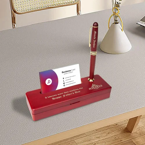 Miniatura 6 de Sistema grabado personalizado de la pluma de madera, pluma ejecutiva y caja con personalización libre, bolígrafo de palo de rosa con estuche