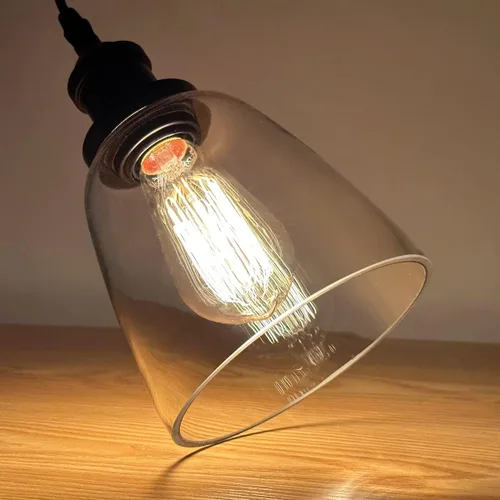 Miniatura 6 de Lámpara colgante sobre isla, iluminación industrial de vidrio transparente, cable ajustable para fregadero, cocina, isla de comedor, negro, 1 paquete