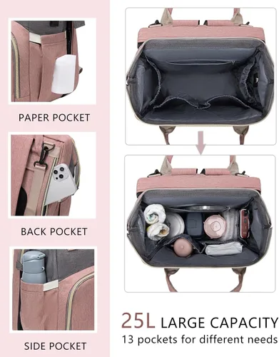 Miniatura 3 de Mochila de pañales azul para mamá: bolsas de bebé grandes con cambiador para niños pequeños, niñas, mujeres, papá, mamá, hombres, mochila de viaje