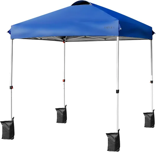 Tangkula Tienda de campaña desplegable para exteriores, 6.6 x 6.6 pies, altura ajustable, toldo instantáneo comercial con bolsa enrollable portátil,
