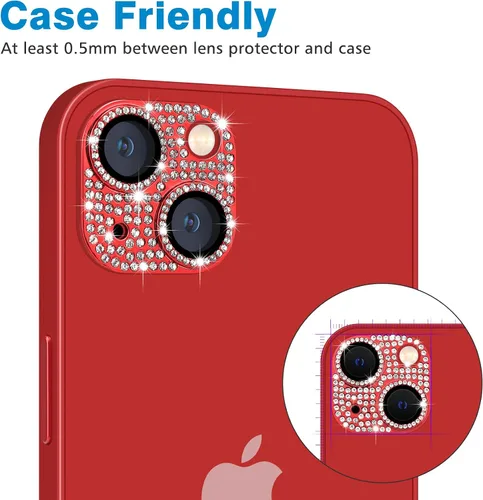 Miniatura 149 de Protector de lente de cámara diseñado para iPhone 12 Pro Max, con diamantes de imitación 3D con diamantes de imitación 9H, vidrio templado, Rosado