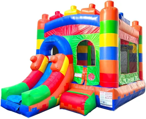 Miniatura 3 de Crossover - Casa inflable de rebote con tobogán para niños, 26.5 x 12 x 14.5 pies, bloque de construcción combinado de tobogán acuático, incluye