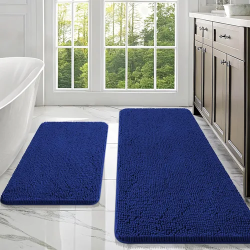 Miniatura 232 de OLANLY Juego de alfombras de baño de 2 piezas, alfombras de baño de chenilla suave y absorbente y alfombra de contorno en forma de U para inodoro