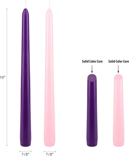 Miniatura 3 de Mega Candles Juego de 4 velas de Adviento de Navidad sin perfume, vertidas a mano, velas cónicas de cera prémium de 10 pulgadas x 7/8 pulgadas