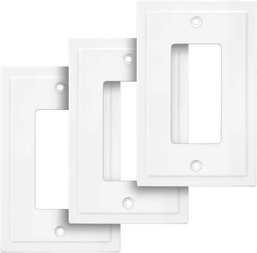 Miniatura 75 de Henne Bery Placa decorativa de pared con borde moderno, tapa de tomacorriente para cubrir enchufe, aleación de zinc maciza duradera