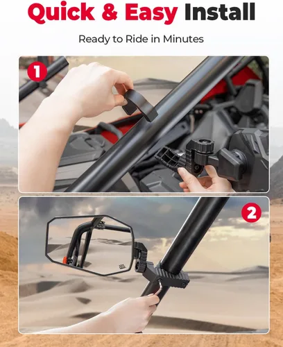 Miniatura 8 de KEMIMOTO Espejos laterales UTV, espejos UTV para barra antivuelco de 1.65 a 2 pulgadas, compatibles con Polaris RZR, Can-Am Maverick X3, Pioneer