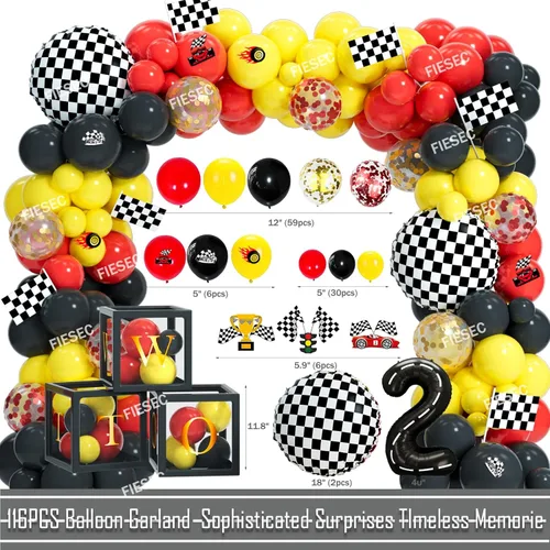 Miniatura 3 de Decoraciones de Cumpleaños Two Fast – 131 Piezas de Suministros para Fiestas de Cumpleaños con Temática de Autos de Carreras con Fondo Two Fast