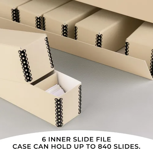 Miniatura 5 de Golden State Art, Caja de almacenamiento de diapositivas de archivo, organizador de bordes de metal sin ácidos con 6 estuches internos