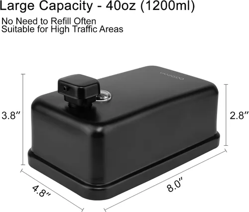 Miniatura 3 de Dispensador de jabón de manos montado en la pared, 40.6 fl oz, 40 onzas, dispensador de jabón líquido negro comercial de acero inoxidable para Negro