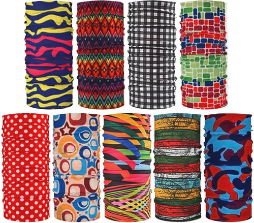 9 pañuelos para el cuello para mujer, pasamontañas, tubo, máscara facial UV, diadema, para hombre, para esquí, refrescante, paquete de envoltura