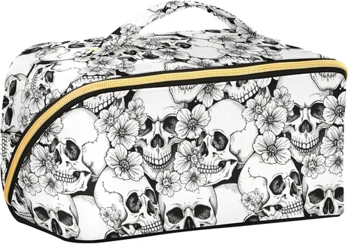 Miniatura 26 de Bolsa Organizadora de Maquillaje, Bolsa de Maquillaje de Halloween con Murciélagos Negros y Cielo Nocturno con Estrellas, Bolsa de Maquillaje