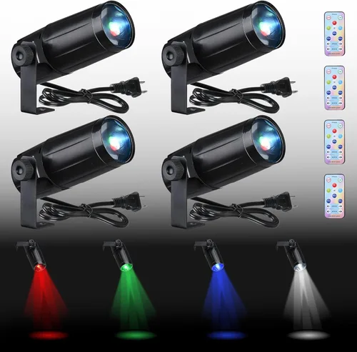 Miniatura 12 de Yescom 3W LED Reflector haz Pinspot etapa efecto de iluminación para DJ bola de espejos fiestas discotecas, 27LED001-RGB-11, 3.0watts