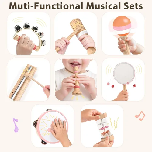 Miniatura 7 de Juguetes musicales para regalos de cumpleaños de niñas de 2 y 3 años, juguetes Montessori de madera para niños de 2 años, instrumentos musicales 8