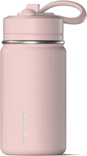 Miniatura 18 de Hydrapeak Mini botella de agua de 14 onzas con tapa con popote, botella de agua aislada de doble pared de acero inoxidable Botella de agua a Negro