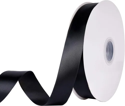 Miniatura 7 de Cinta de satén negra de doble cara de 1 pulgada (1.0 in de ancho) para envolver regalos, decoración de boda, hacer lazos, costura, manualidades
