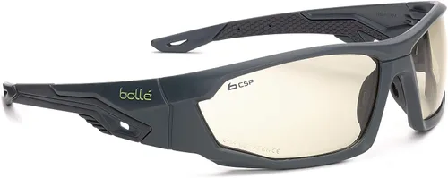 Bollé Safety MERPSF, Mercuro - Gafas de seguridad de platino, montura negra y amarilla, lentes ahumadas, universales