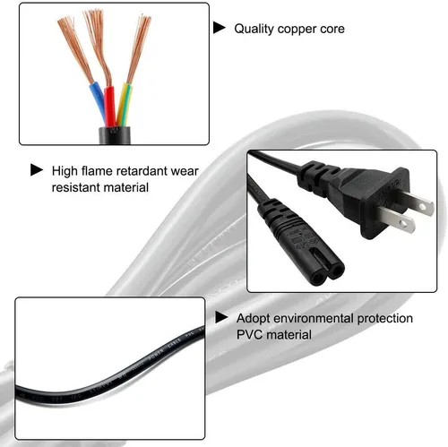 Miniatura 3 de NTQinParts Cable de alimentación de CA de repuesto de 5 pies y 2 clavijas para VIZIO D24h-J09 de 24 pulgadas, D32h-J09 de 32 pulgadas Serie D 720p