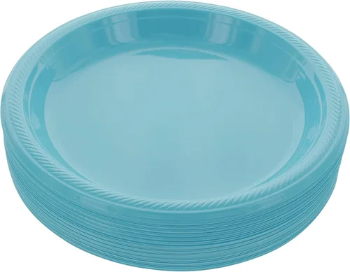Miniatura 12 de Amcrate Platos desechables de plástico, negro, 10.4 pulgadas, fuertes y resistentes para fiestas, cenas, vacaciones, picnic, viajes, paquete de 50
